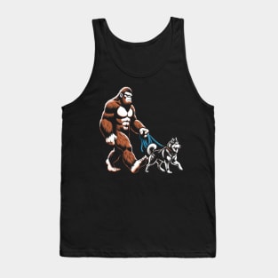 Bigfoot Walking Siberian Huskies Dog Tee Triumph for Dog Lovers Tank Top